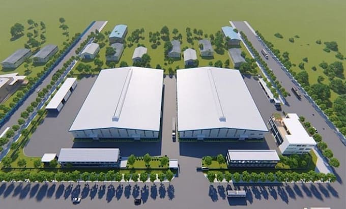 do 3d industrial design, factory, warehouse, commercial workspace and 3d render
