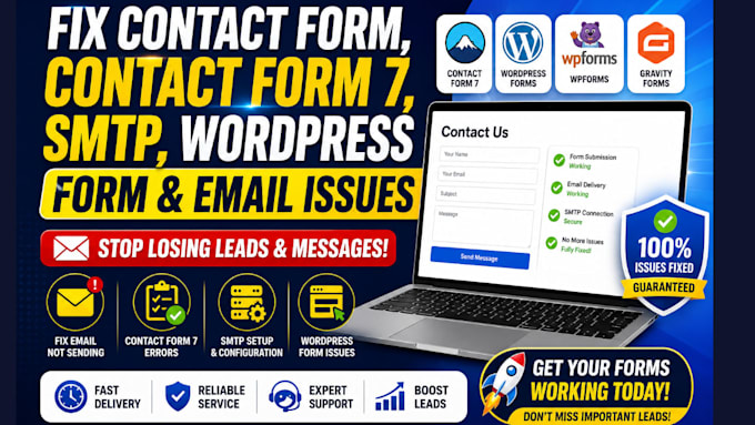 fix contact form, contact form 7, SMTP, wordpress form and email issues