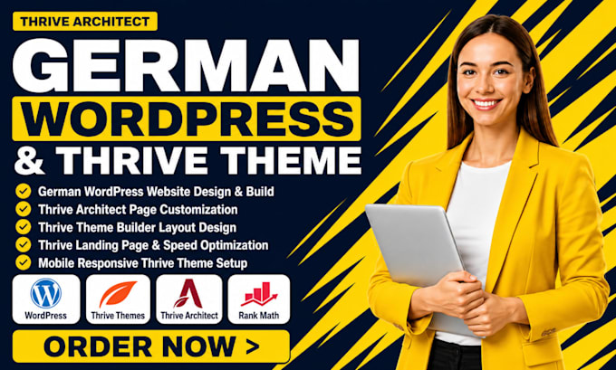 german wordpress website using thrive architect, thrive and thrive theme builder