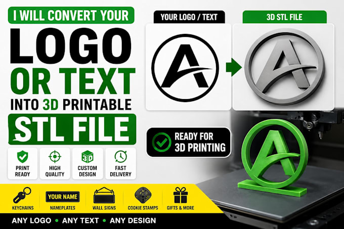 convert your logo, text, or name into a 3d printable stl file