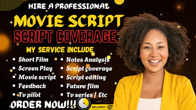 provide script coverage, feedback, notes analysis for your screenplay or script