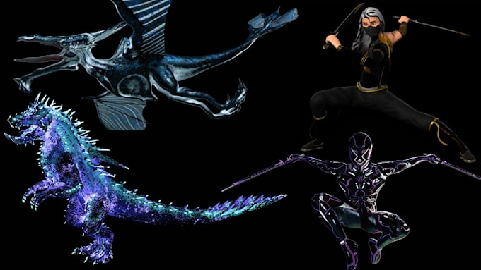 create simple any custom 3d characters, creatures or objects