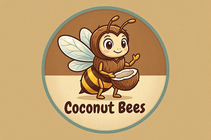do a unique coconut bees mascot logo design for your brand