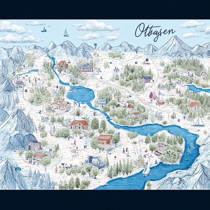 draw campus map illustration for schools and universities