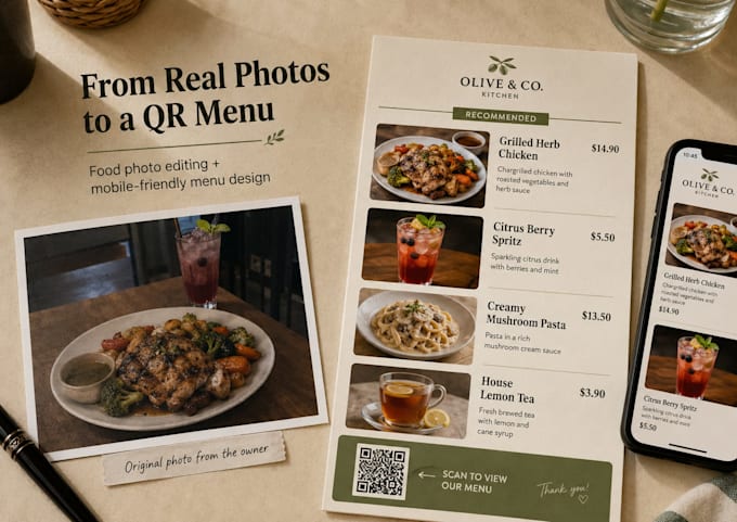 design food menu, restaurant menu, digital menu