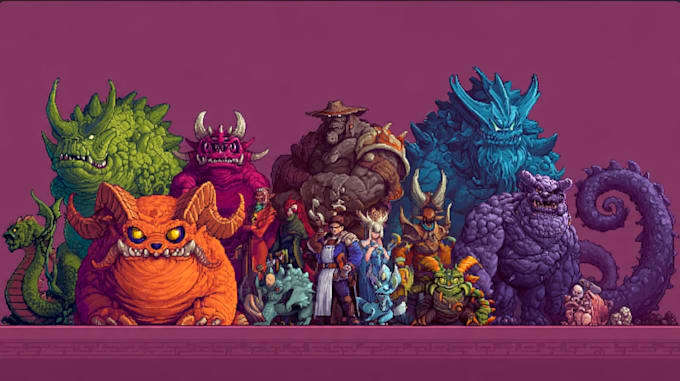 pixel art monsters or character