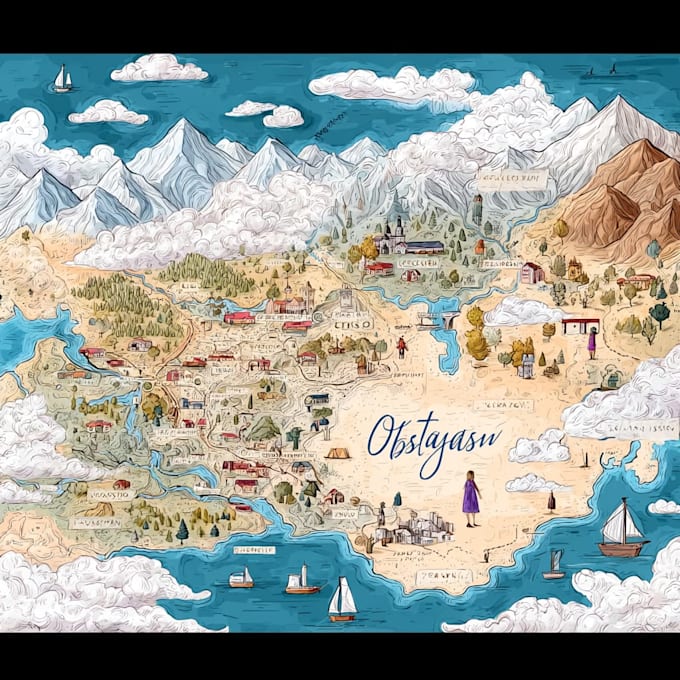 create cruise ship map illustration deck and route guide
