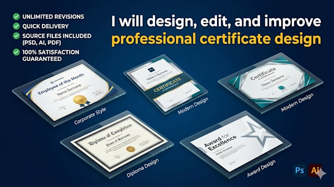 design edit and improve professional certificate design