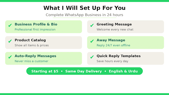 setup and optimize your whatsapp business profile, catalog and auto replies