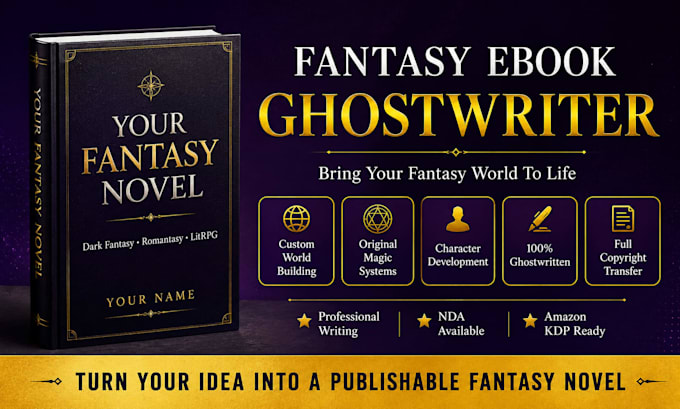 ghostwrite a dark fantasy, romantasy or litrpg ebook for indie authors