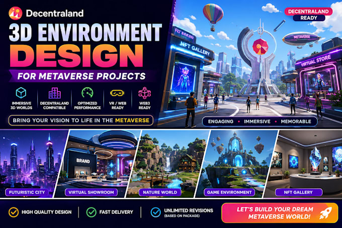 design 3d environments for decentraland metaverse projects