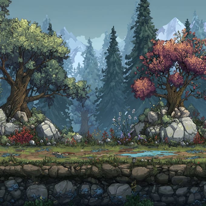 design 2d game concept art background and environment