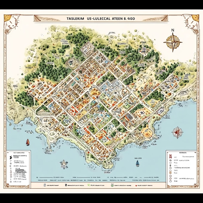 create campground resort map illustration