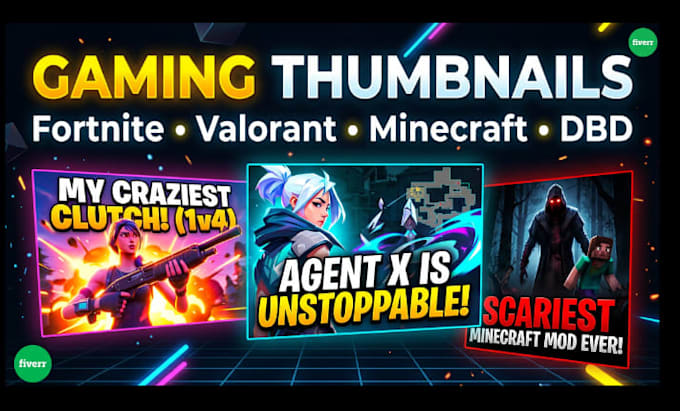 create fortnite valorant dbd horror gaming thumbnail design