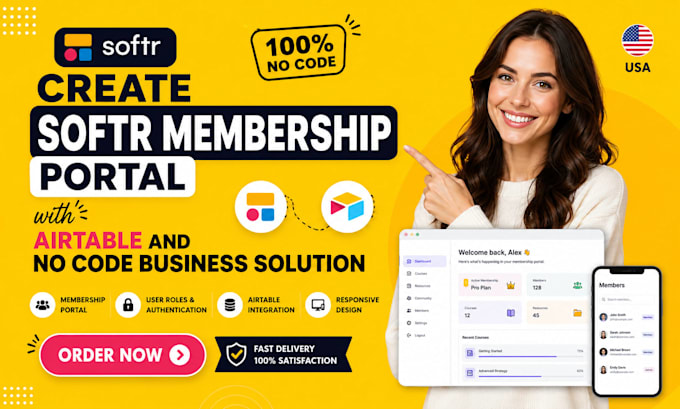 create softr membership portal with airtable and no code business solution