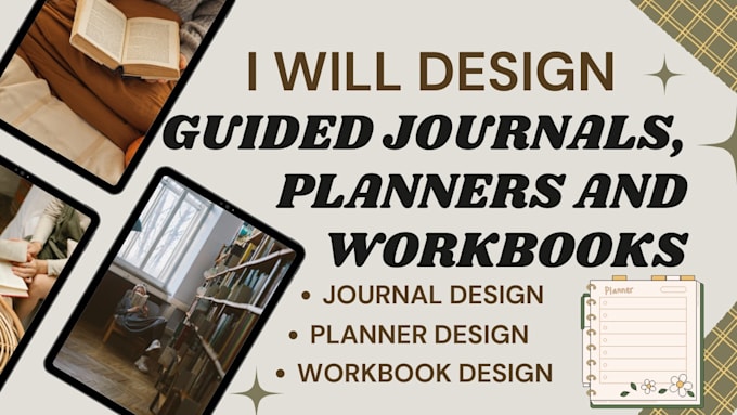 design guided journal, workbook, planner and self help ebook, canva kdp journal