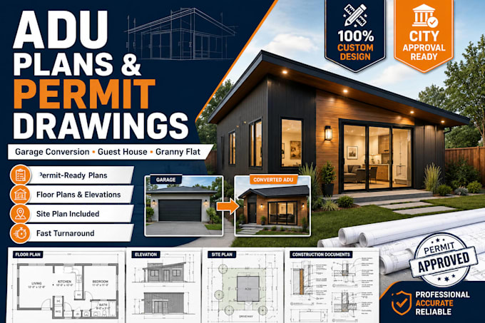 create adu plans garage conversions drawing and permit ready construction plans