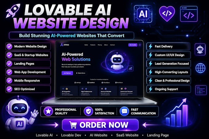 design a responsive lovable ai website dev website ai web app landing page