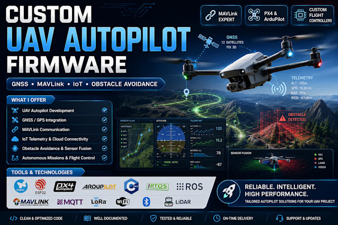 build uav autopilot firmware with gnss, mavlink, and obstacle avoidance