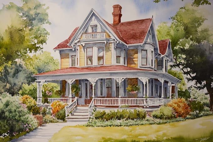 paint watercolor house portrait