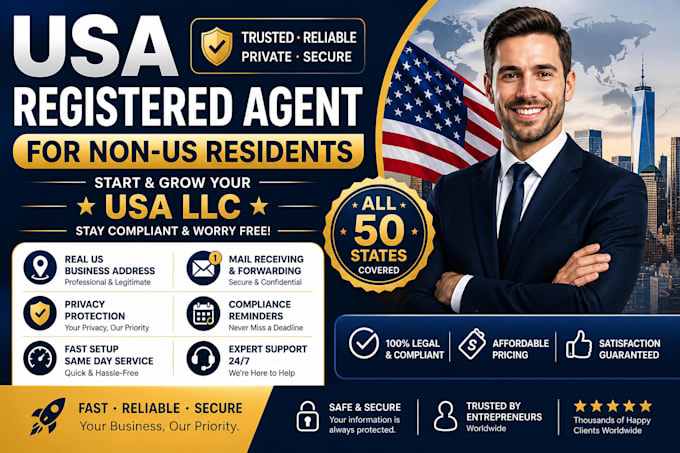 provide US registered agent service, resident agent and compliance support