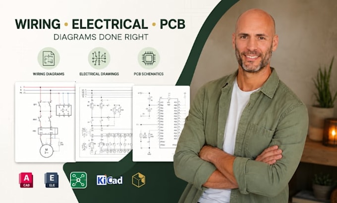 professional wiring diagram drafting, electrical drawing, pcb schematic cad