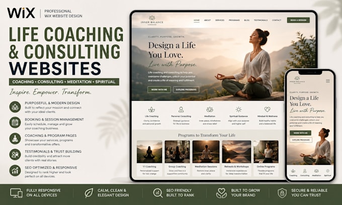 redesign wix website life coaching consulting meditation spiritual website