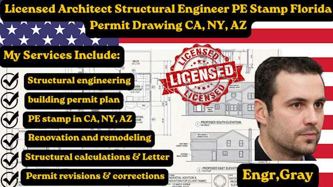 licensed structural engineer permit drawings texas california florida pe stamp