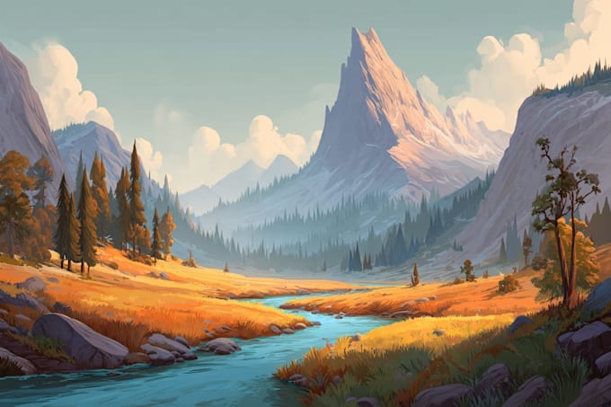 draw a building, landscape into vector art illustration