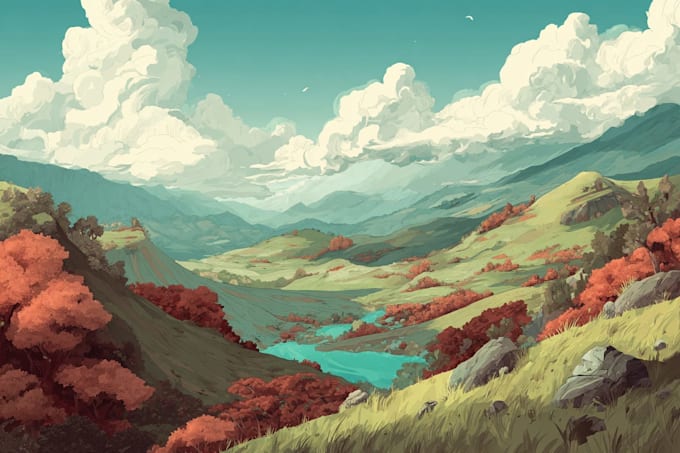 create minimalist landscape illustrations and posters