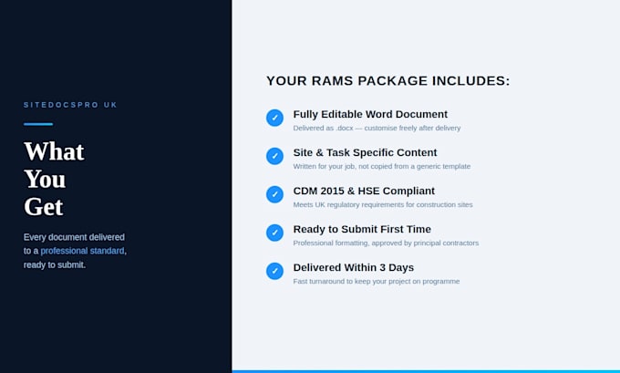 write a UK cdm compliant rams or method statement