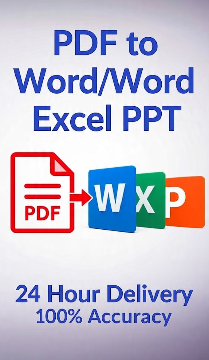 convert PDF to word excel PPT in 24 hours