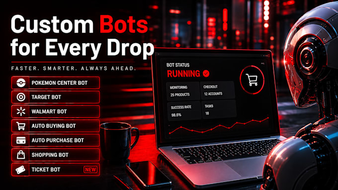 develop auto purchase bot, auto checkout bot, pokemon bot walmart bot target bot
