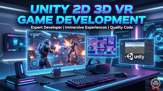 develop unity 2d 3d VR game with gameplay programming