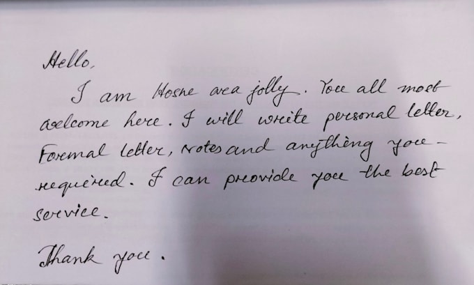 write unique handwritten notes, letters and cards in english