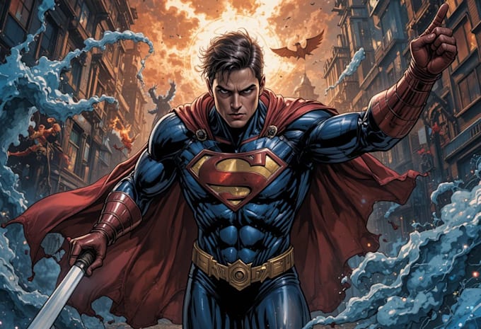 create marvel style superhero artwork
