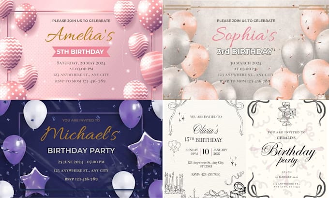 design editable birthday invitation cards in canva