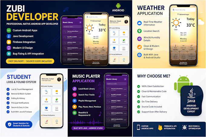 develop a professional native android app using java