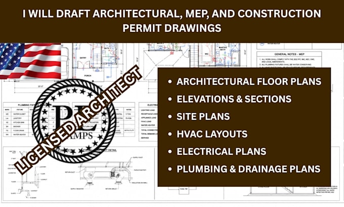 draft architectural, mep, and construction permit drawings
