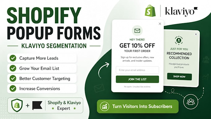 setup shopify email popup forms and klaviyo segmentation