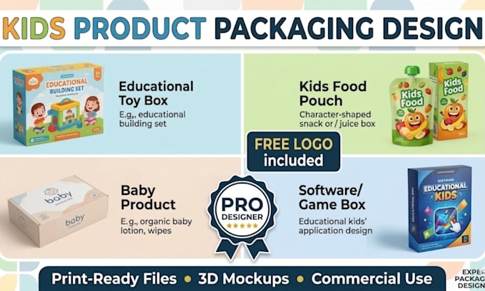 design professional toy packaging, kids product and software box design
