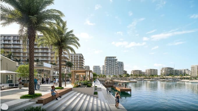 design marina waterfront masterplan urban planning city layout site plan render