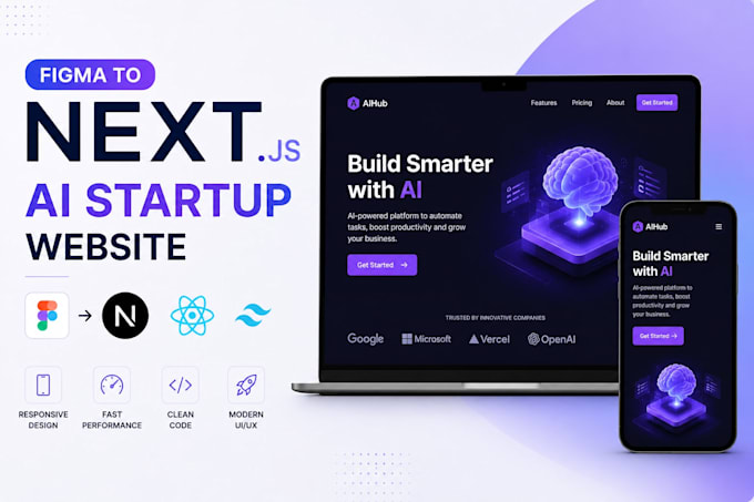 build responsive ai startup website from figma in next js