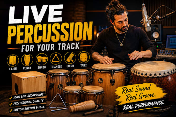 record live cajón, conga, bongo, triangle, guiro and taiko for your track