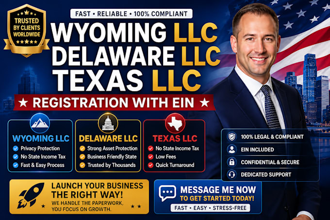 do wyoming llc, delaware llc, texas llc registration with ein