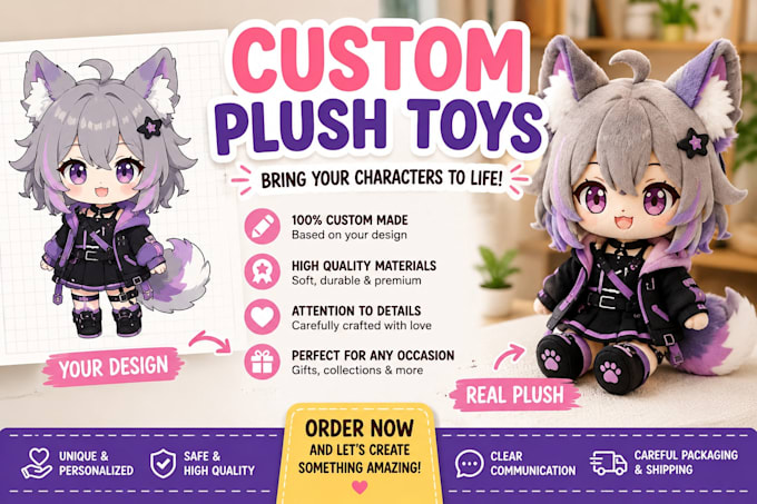 make custom plushies from your original character design labubu stuffed animal