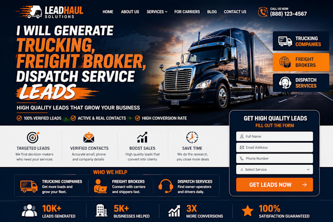 generate trucking, freight broker, dispatch service leads