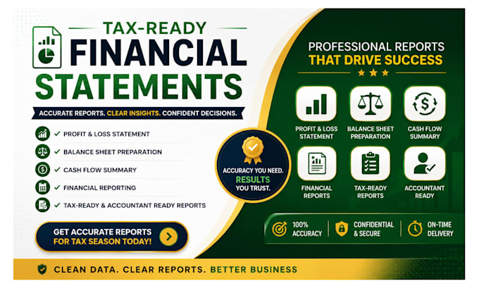 prepare tax ready financial statements and bookkeeping reports