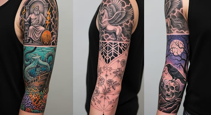 draw stunning tattoo sleeve design for you