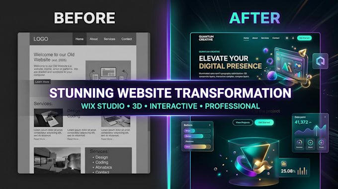 design a 3d interactive wix studio, redesign wix website